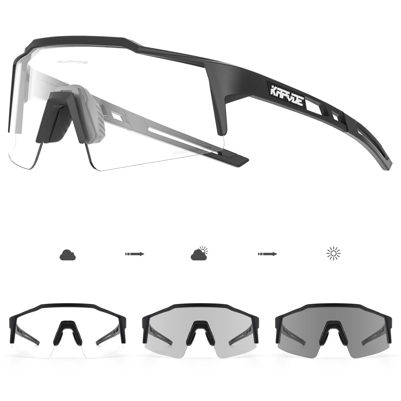 Kapvoe Photochromic Cycling Sunglasses – UV400 Sport Eyewear for Men & Women