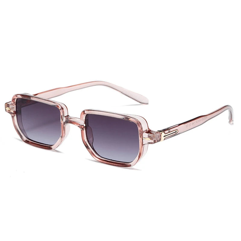 SO&EI Retro Rectangle Rivets Punk Gradient Sunglasses