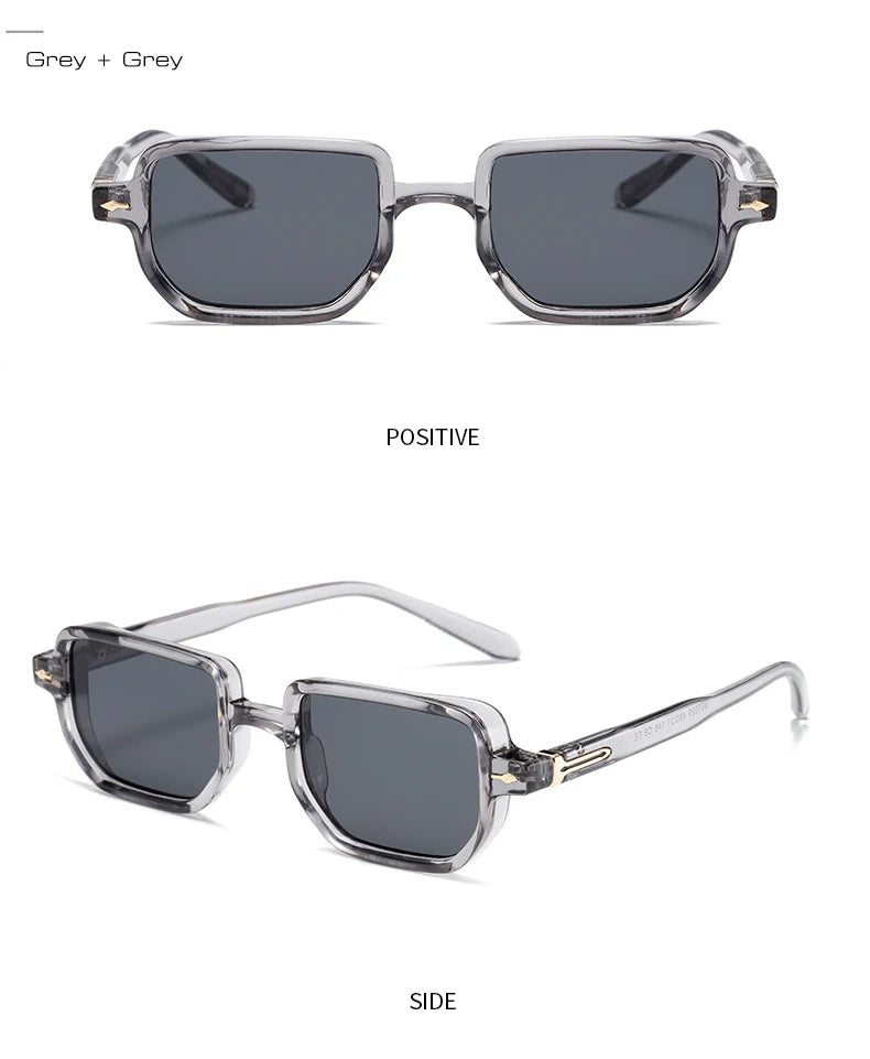 SO&EI Retro Rectangle Rivets Punk Gradient Sunglasses