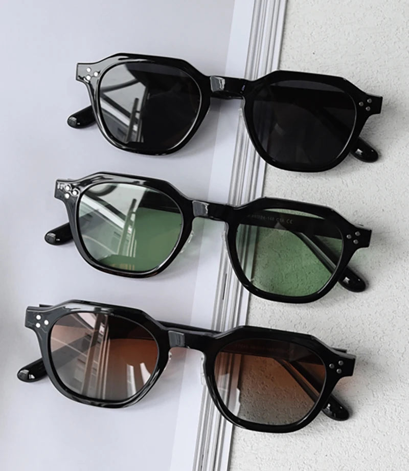 Peekaboo Korean Retro Polygon Sunglasses – TR90 Frame, Polarized UV400 Shades for Men & Women