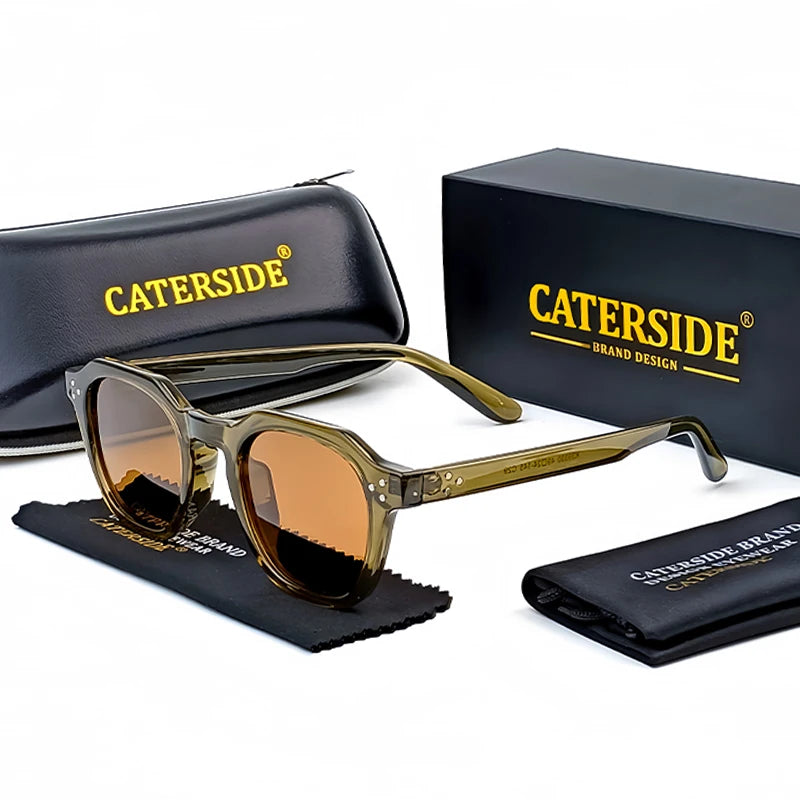 CATERSIDE Retro Polarized Ultralight TR90 Frame Polygon Outdoor High Quality Travel  Eyewear