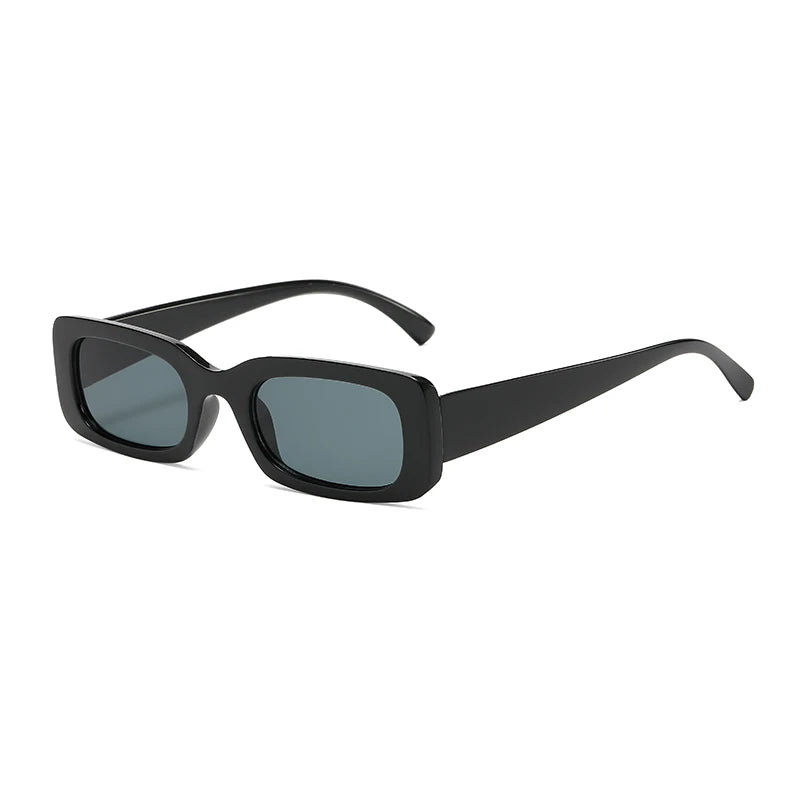 Black Square Sunglasses Rectangle Male Retro Black Lens Driving Fishing Oculos