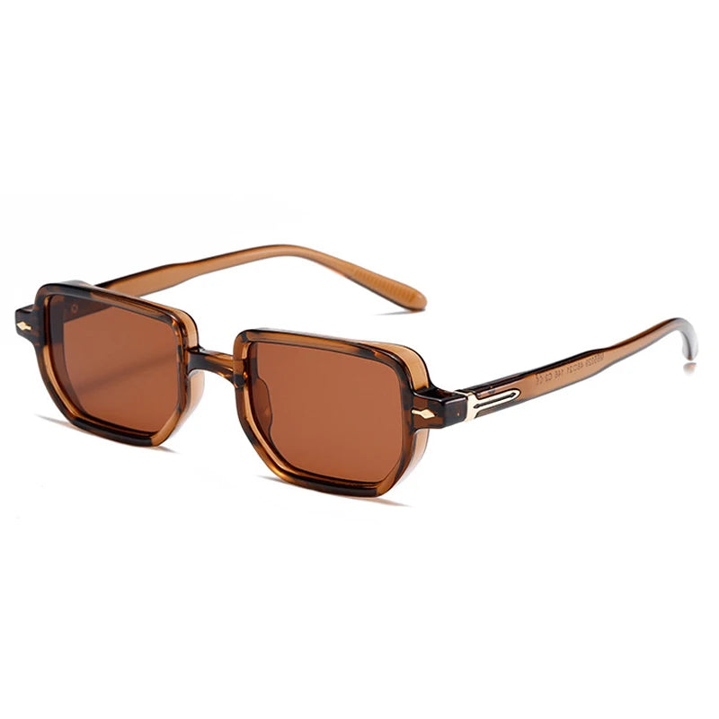 SO&EI Retro Rectangle Rivets Punk Gradient Sunglasses