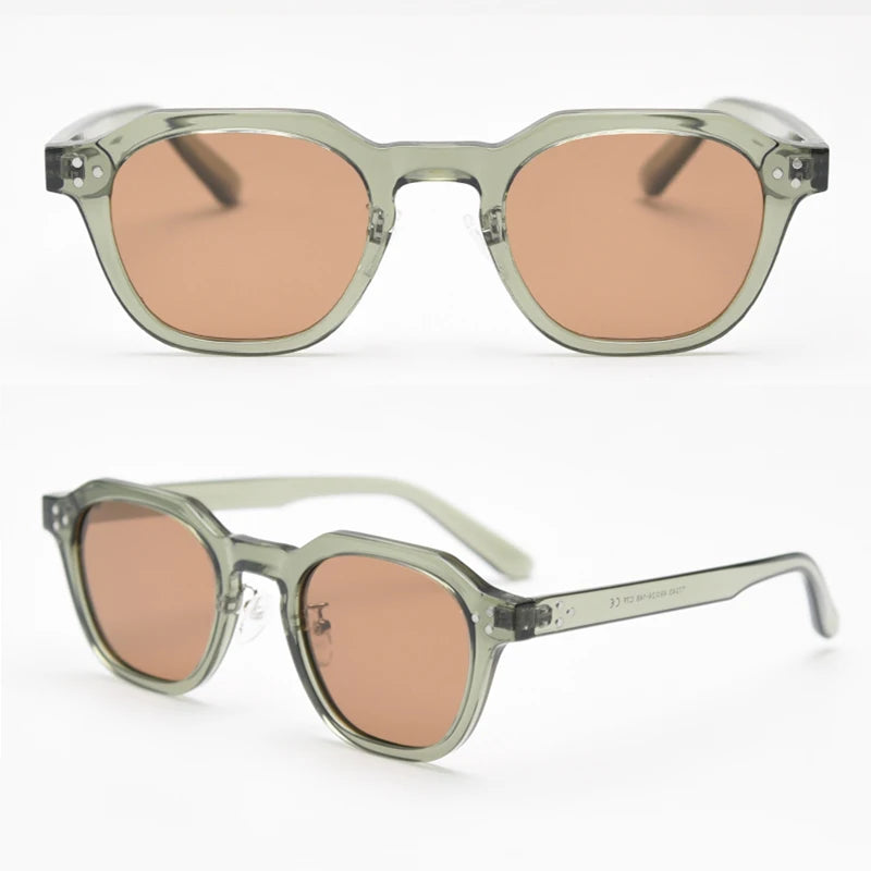 Peekaboo Korean Retro Polygon Sunglasses – TR90 Frame, Polarized UV400 Shades for Men & Women