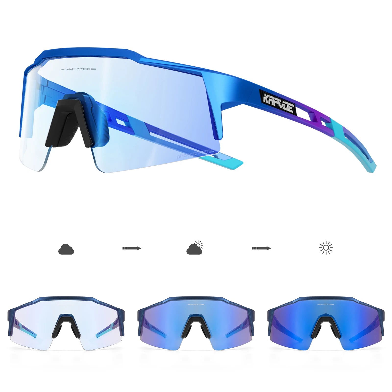 Kapvoe Photochromic Cycling Sunglasses – UV400 Sport Eyewear for Men & Women