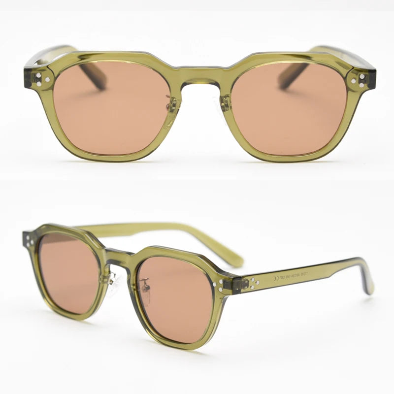 Peekaboo Korean Retro Polygon Sunglasses – TR90 Frame, Polarized UV400 Shades for Men & Women