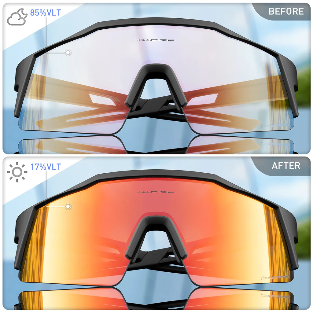 Kapvoe Photochromic Cycling Sunglasses – UV400 Sport Eyewear for Men & Women