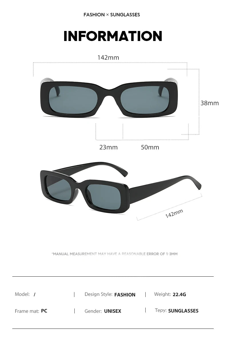 Black Square Sunglasses Rectangle Male Retro Black Lens Driving Fishing Oculos
