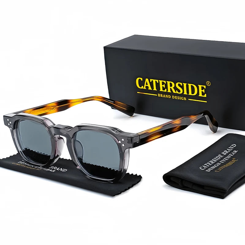 CATERSIDE Retro Punk Square Sunglasses – Small Frame Unisex Shades for Travel & Parties
