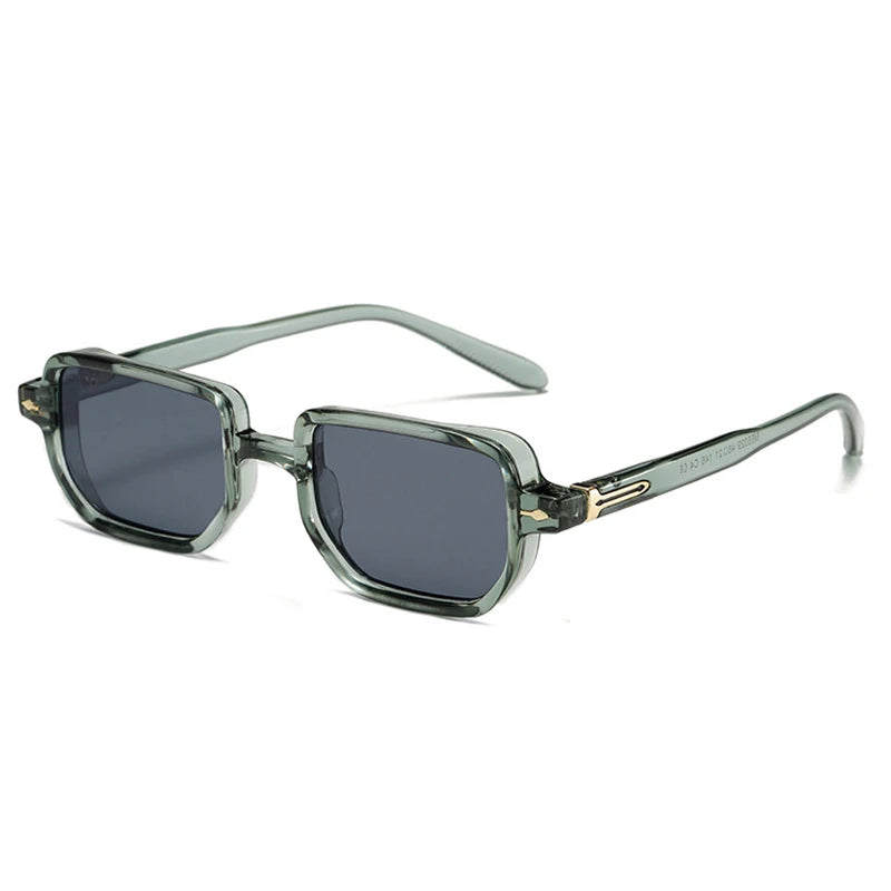 SO&EI Retro Rectangle Rivets Punk Gradient Sunglasses