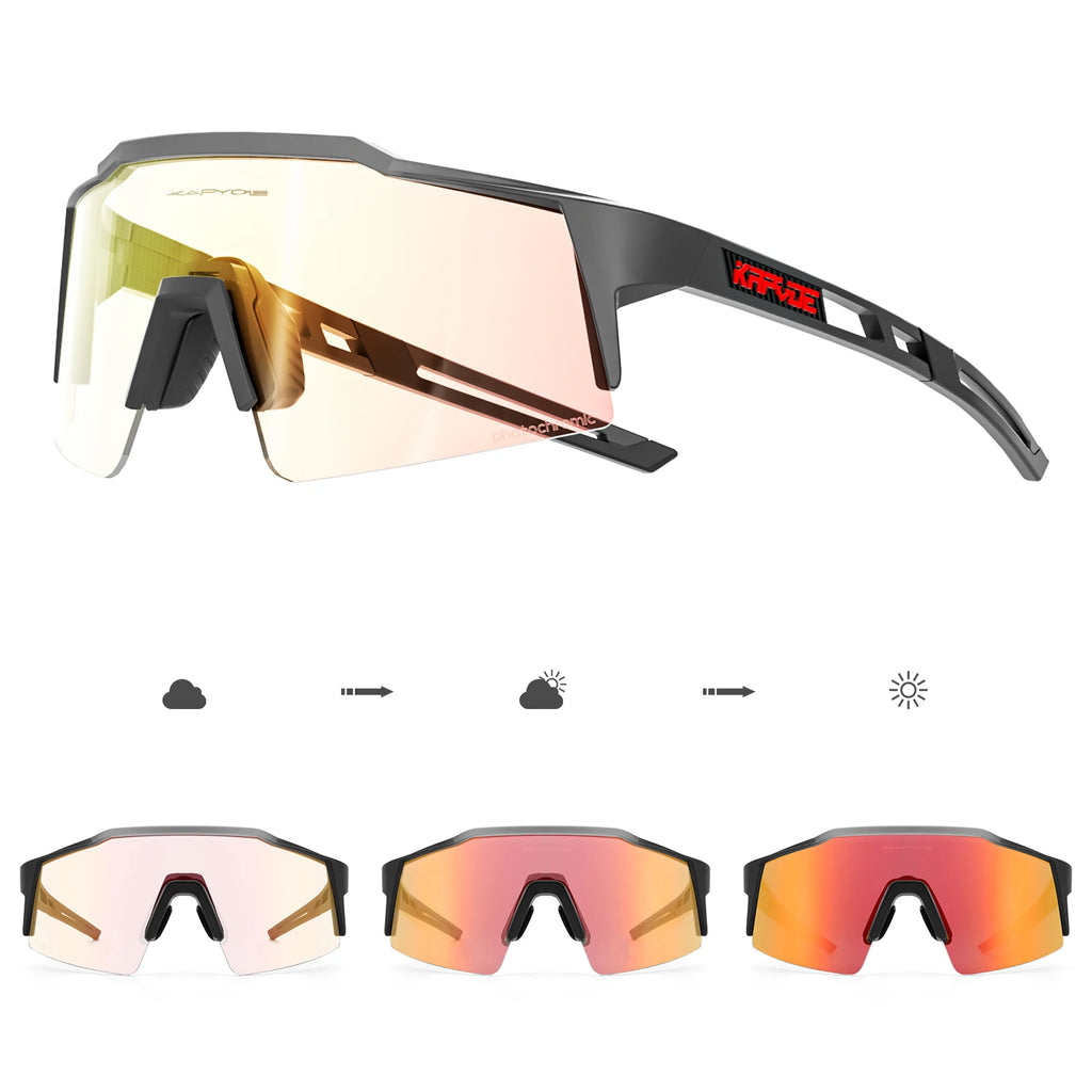 Kapvoe Photochromic Cycling Sunglasses – UV400 Sport Eyewear for Men & Women