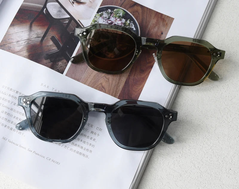 Peekaboo Korean Retro Polygon Sunglasses – TR90 Frame, Polarized UV400 Shades for Men & Women