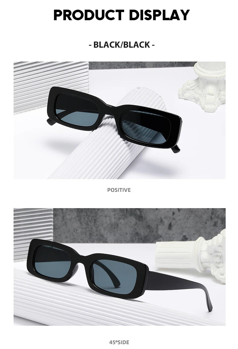 Black Square Sunglasses Rectangle Male Retro Black Lens Driving Fishing Oculos