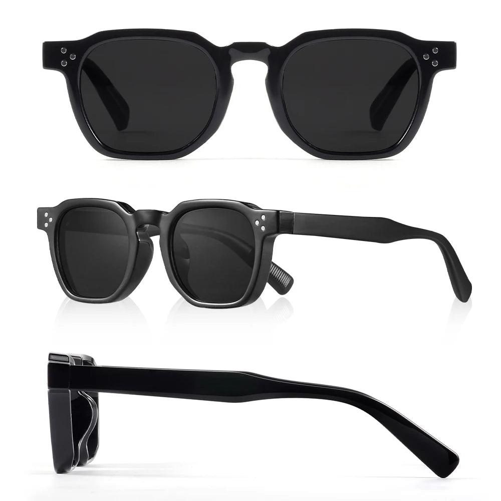 Trending CRIXALIS Vintage Square Sunglasses – Unisex Rivet Design for Beach & Casual Wear