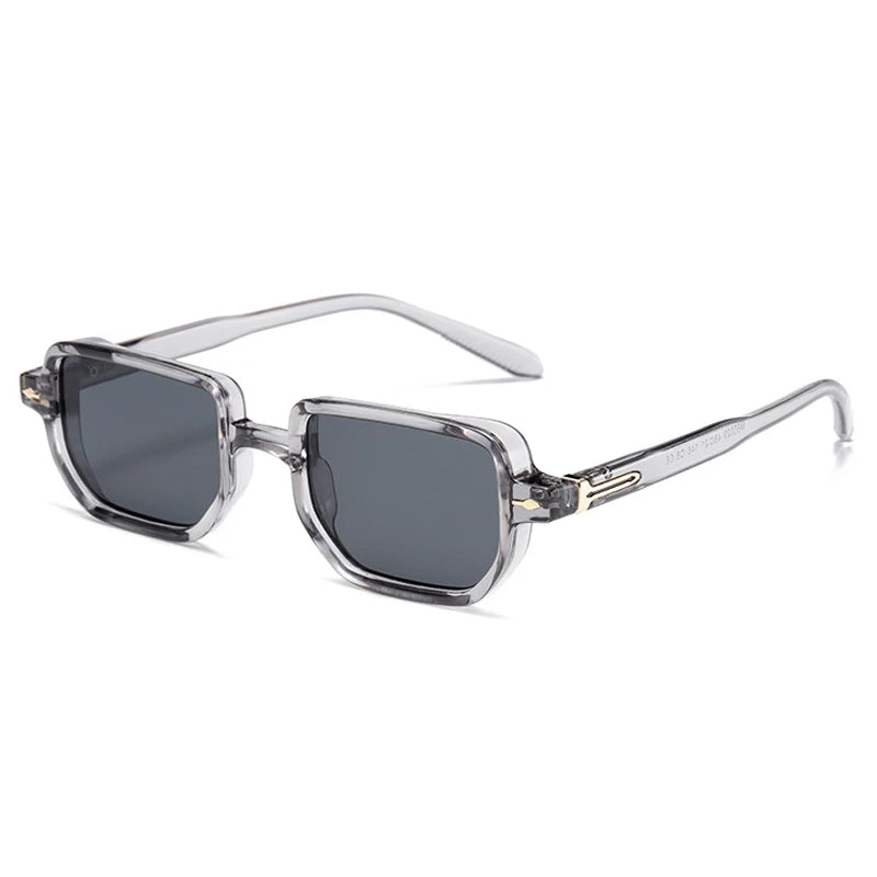 SO&EI Retro Rectangle Rivets Punk Gradient Sunglasses