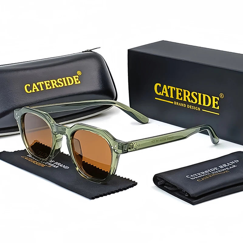 CATERSIDE Retro Polarized Ultralight TR90 Frame Polygon Outdoor High Quality Travel  Eyewear