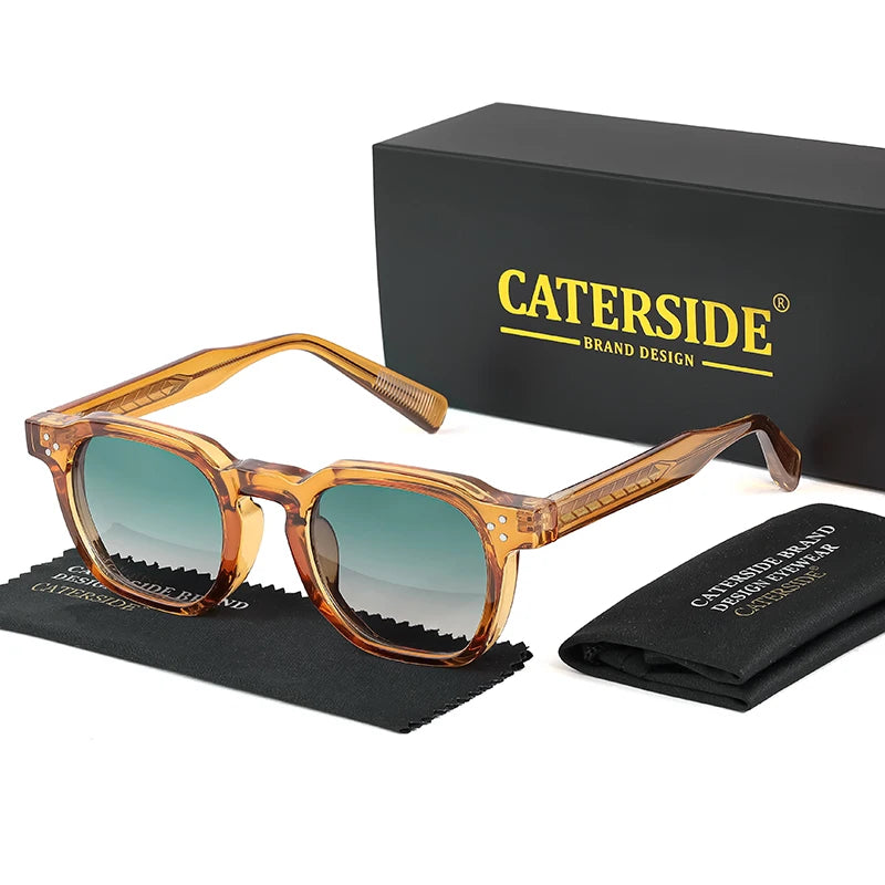 CATERSIDE Retro Punk Square Sunglasses – Small Frame Unisex Shades for Travel & Parties