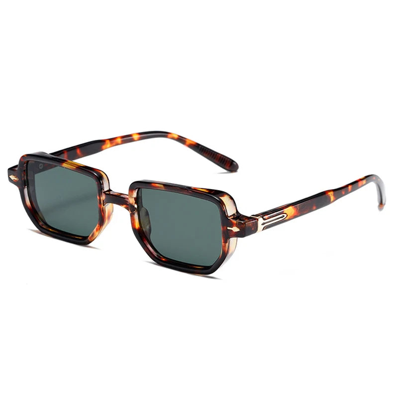 SO&EI Retro Rectangle Rivets Punk Gradient Sunglasses