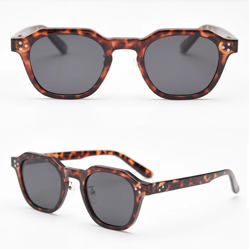 Peekaboo Korean Retro Polygon Sunglasses – TR90 Frame, Polarized UV400 Shades for Men & Women