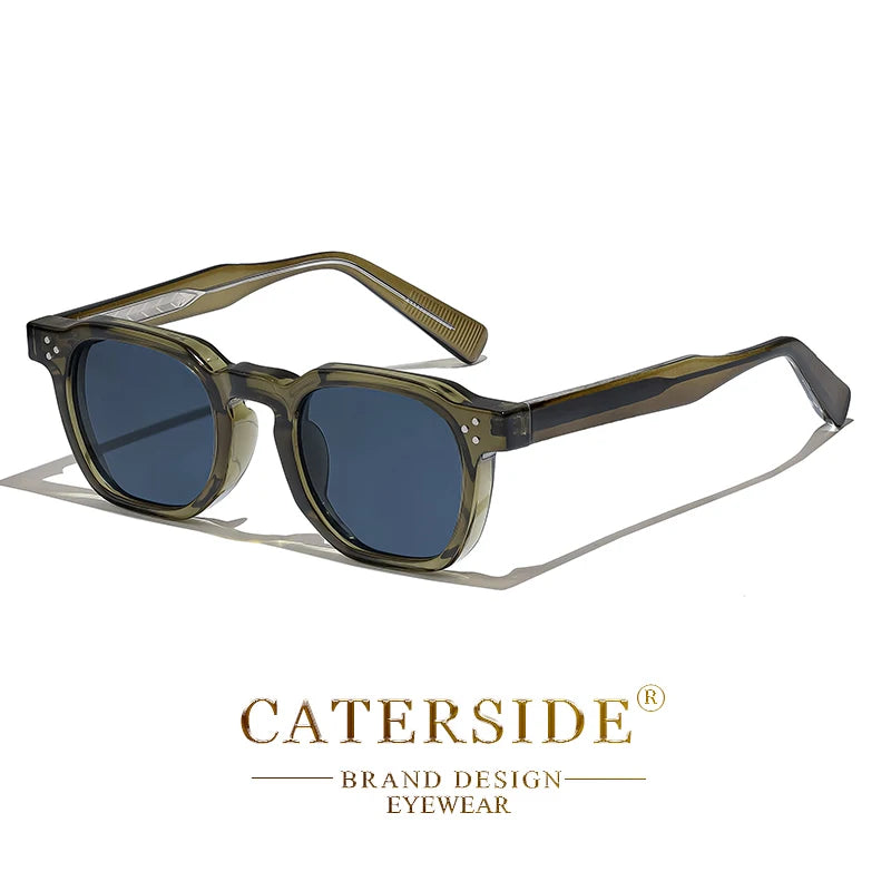 CATERSIDE Retro Punk Square Sunglasses – Small Frame Unisex Shades for Travel & Parties