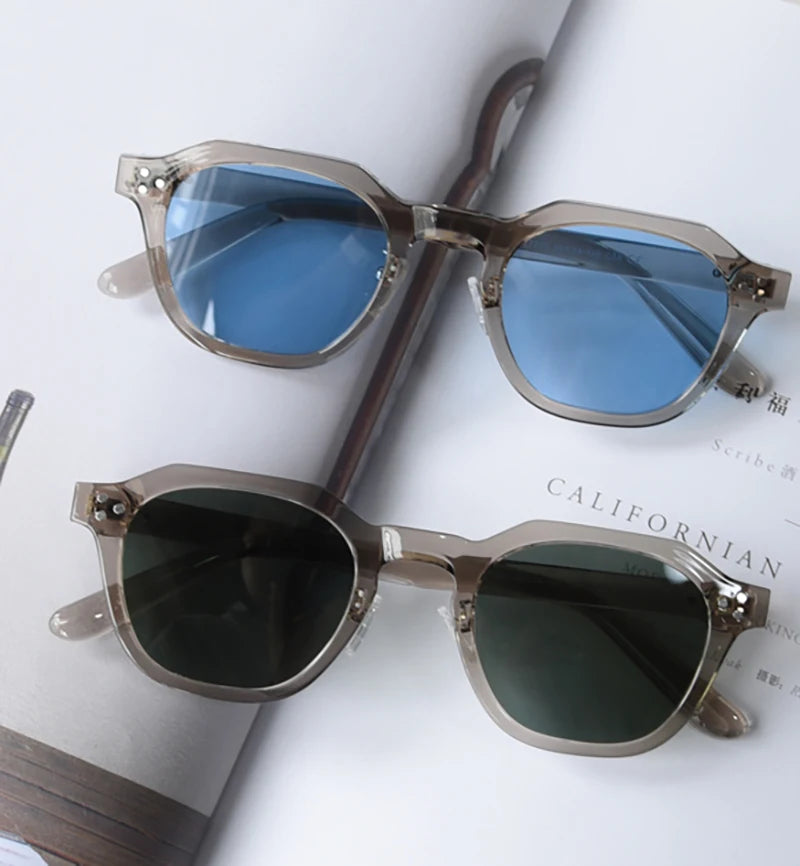 Peekaboo Korean Retro Polygon Sunglasses – TR90 Frame, Polarized UV400 Shades for Men & Women