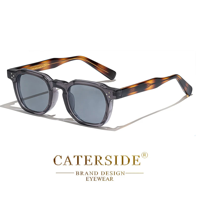CATERSIDE Retro Punk Square Sunglasses – Small Frame Unisex Shades for Travel & Parties