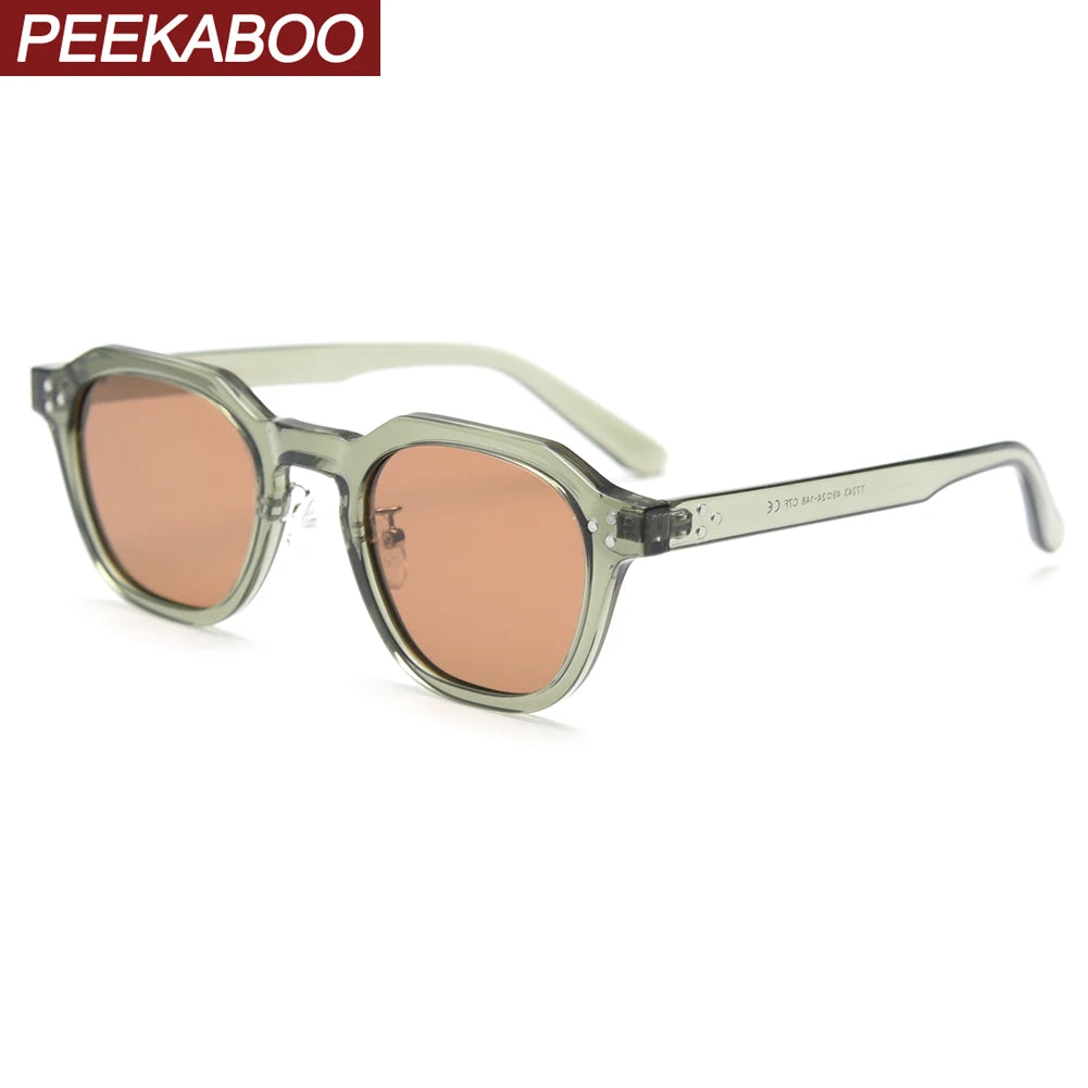 Peekaboo Korean Retro Polygon Sunglasses – TR90 Frame, Polarized UV400 Shades for Men & Women