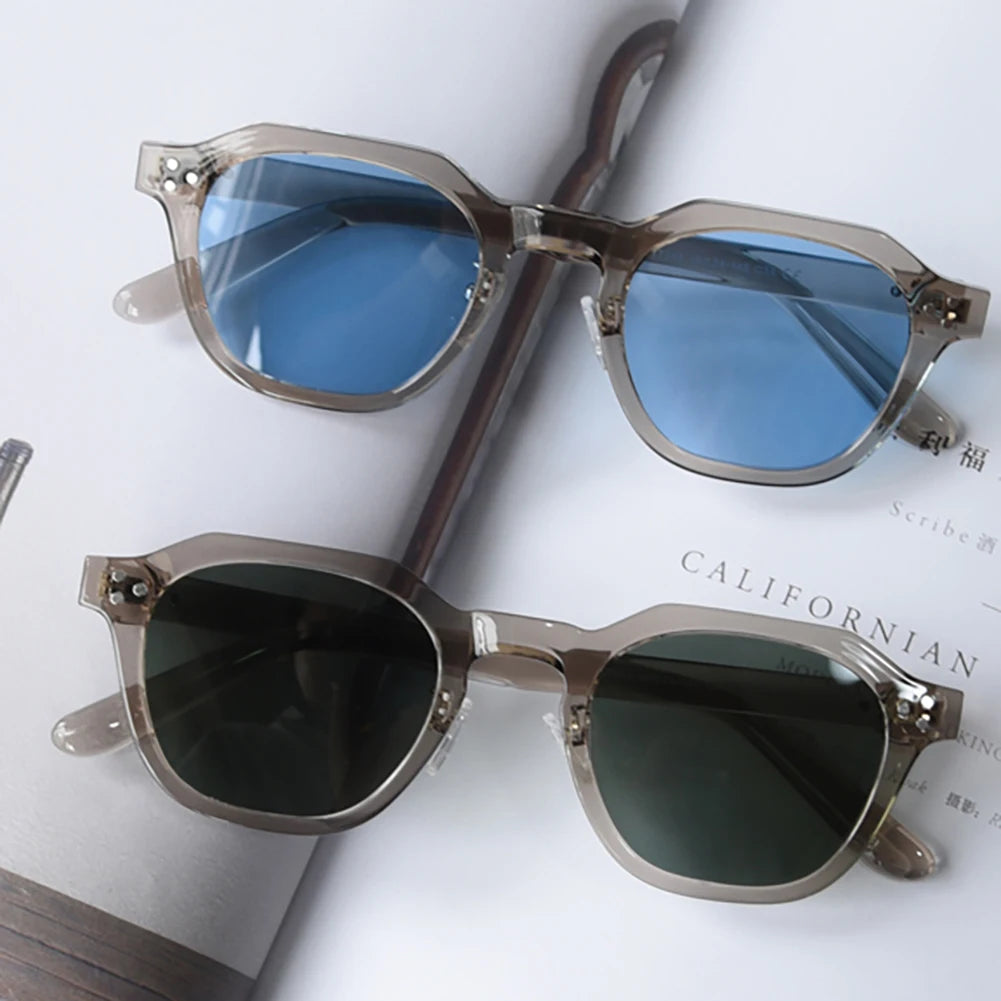 Peekaboo Korean Retro Polygon Sunglasses – TR90 Frame, Polarized UV400 Shades for Men & Women