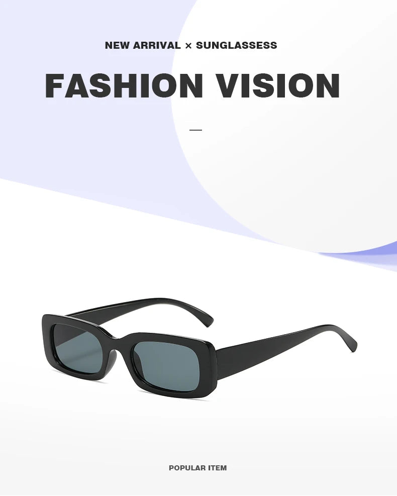 Black Square Sunglasses Rectangle Male Retro Black Lens Driving Fishing Oculos