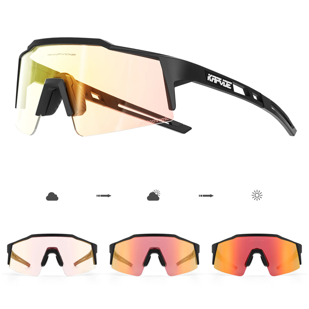 Kapvoe Photochromic Cycling Sunglasses – UV400 Sport Eyewear for Men & Women