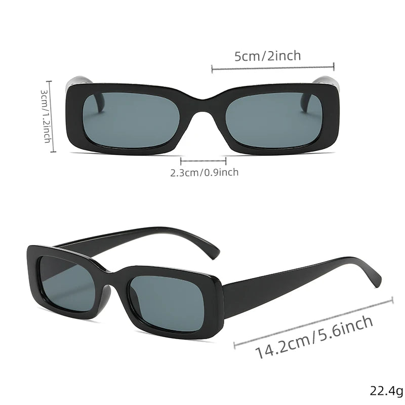 Black Square Sunglasses Rectangle Male Retro Black Lens Driving Fishing Oculos