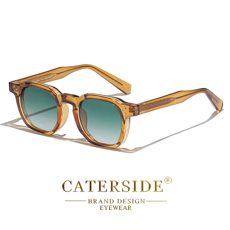 CATERSIDE Retro Punk Square Sunglasses – Small Frame Unisex Shades for Travel & Parties