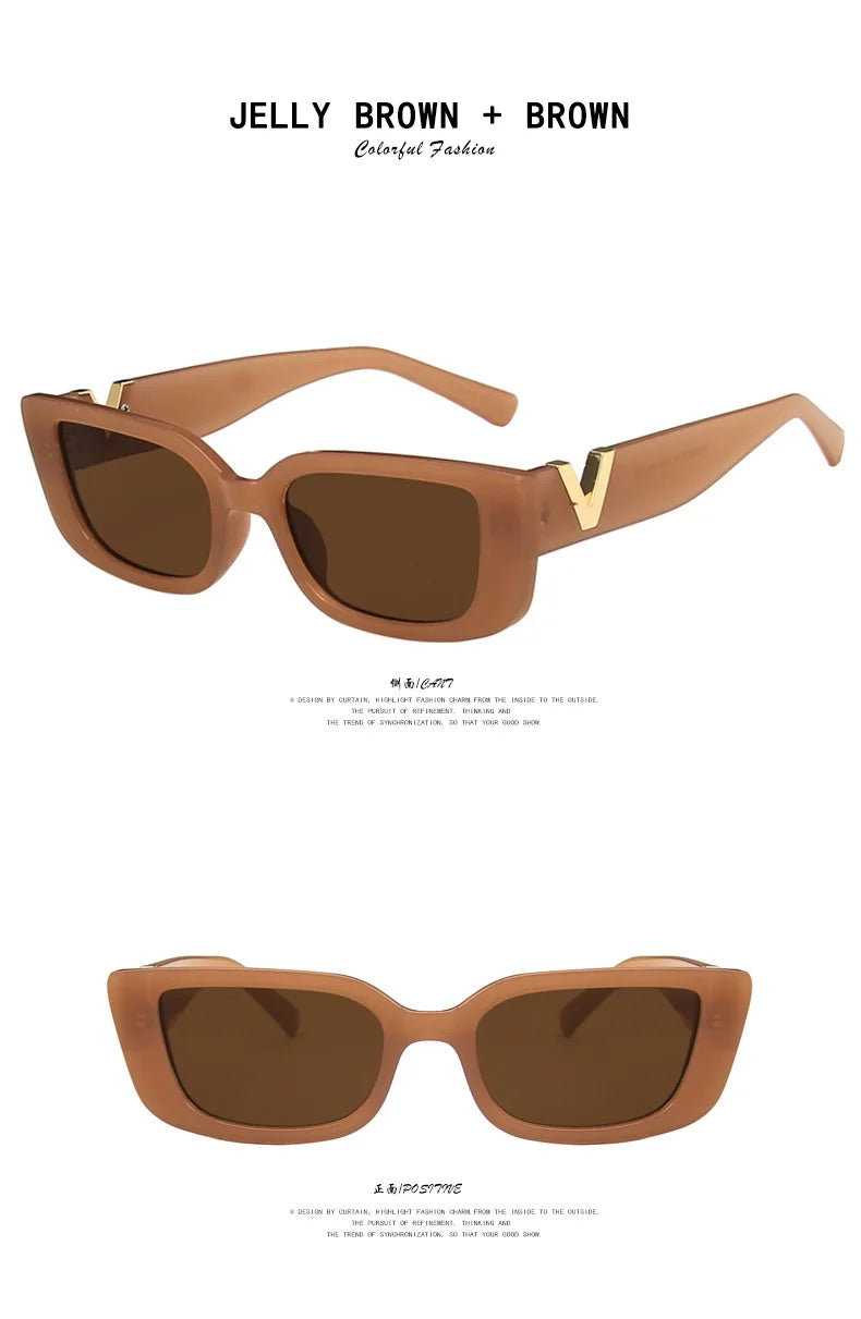 Retro Rectangle Sunglasses Vintage Small Frame Ladies Classic Black Square Oculos De Sol
