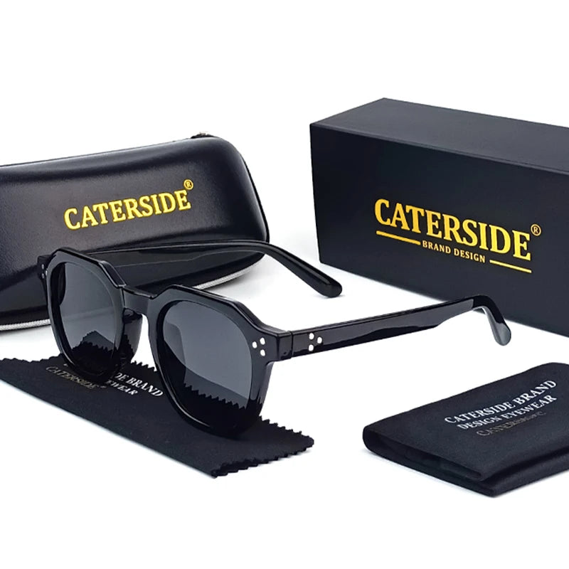 CATERSIDE Retro Polarized Ultralight TR90 Frame Polygon Outdoor High Quality Travel  Eyewear