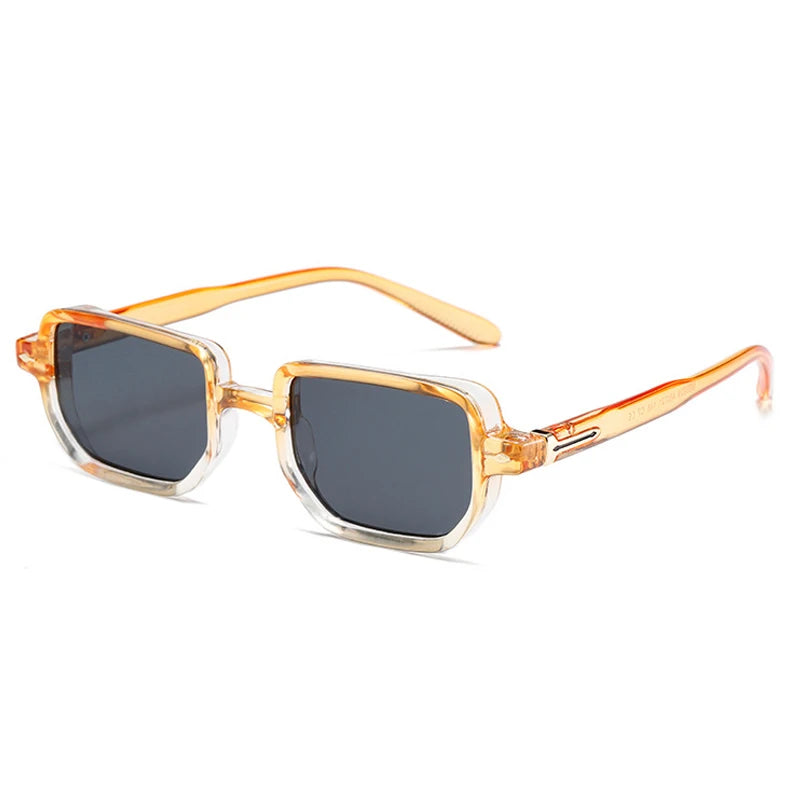 SO&EI Retro Rectangle Rivets Punk Gradient Sunglasses