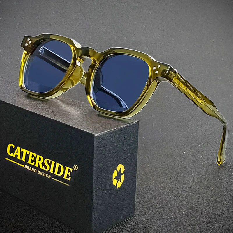 CATERSIDE Retro Punk Square Sunglasses – Small Frame Unisex Shades for Travel & Parties