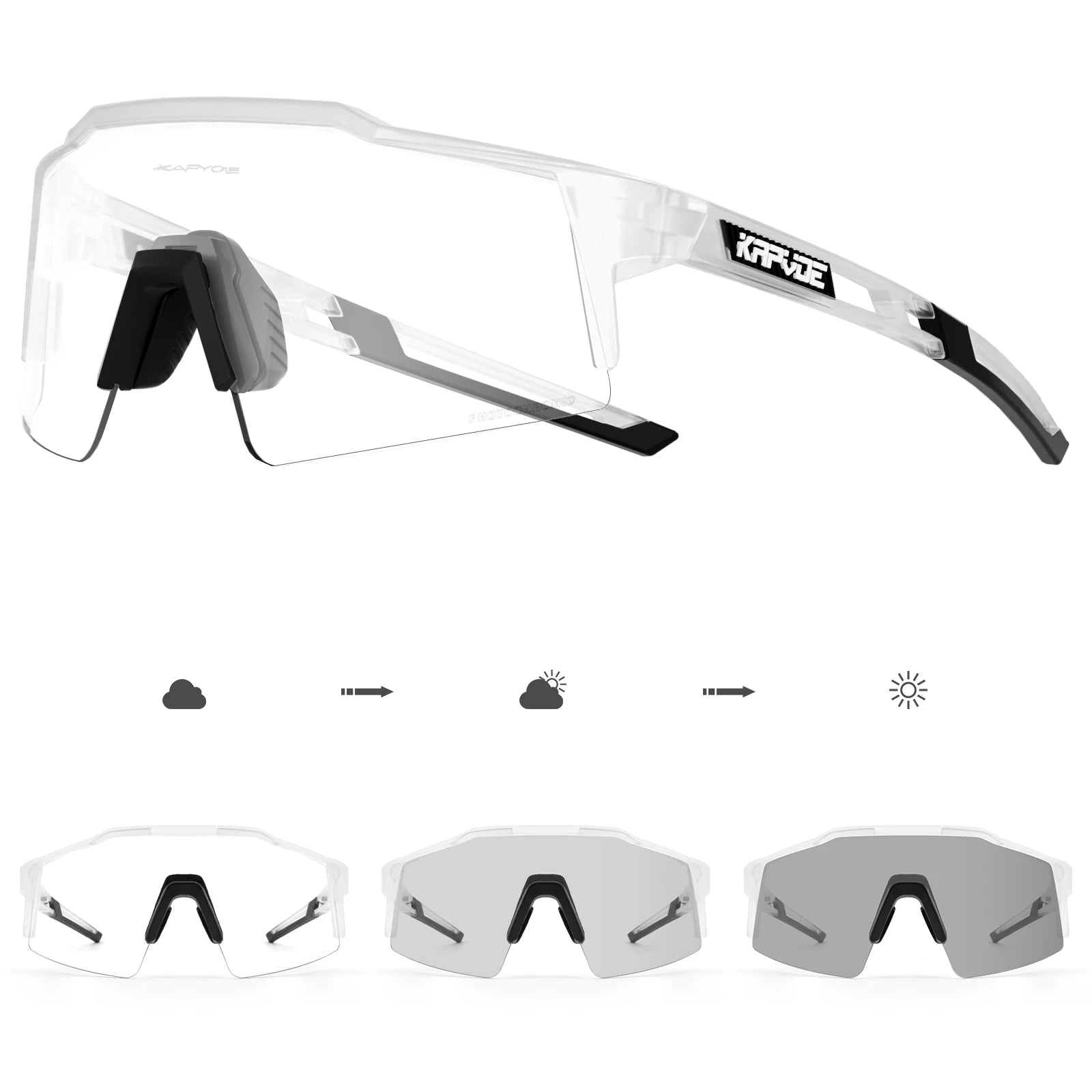 Kapvoe Photochromic Cycling Sunglasses – UV400 Sport Eyewear for Men & Women