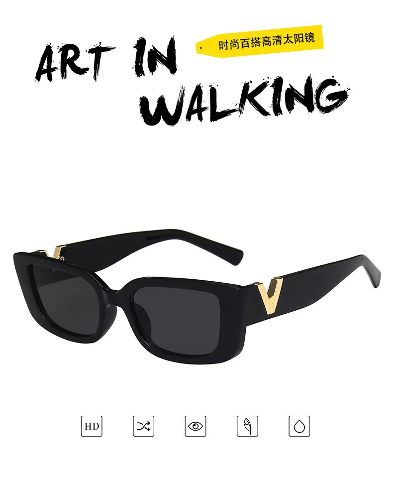 Retro Rectangle Sunglasses Vintage Small Frame Ladies Classic Black Square Oculos De Sol