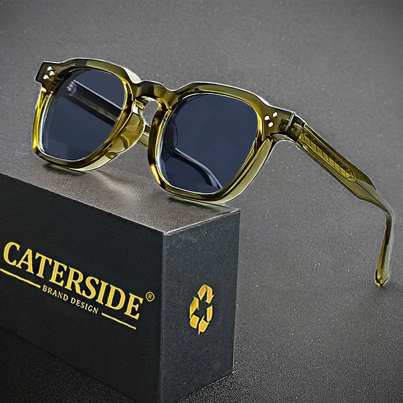 CATERSIDE Retro Punk Square Sunglasses – Small Frame Unisex Shades for Travel & Parties