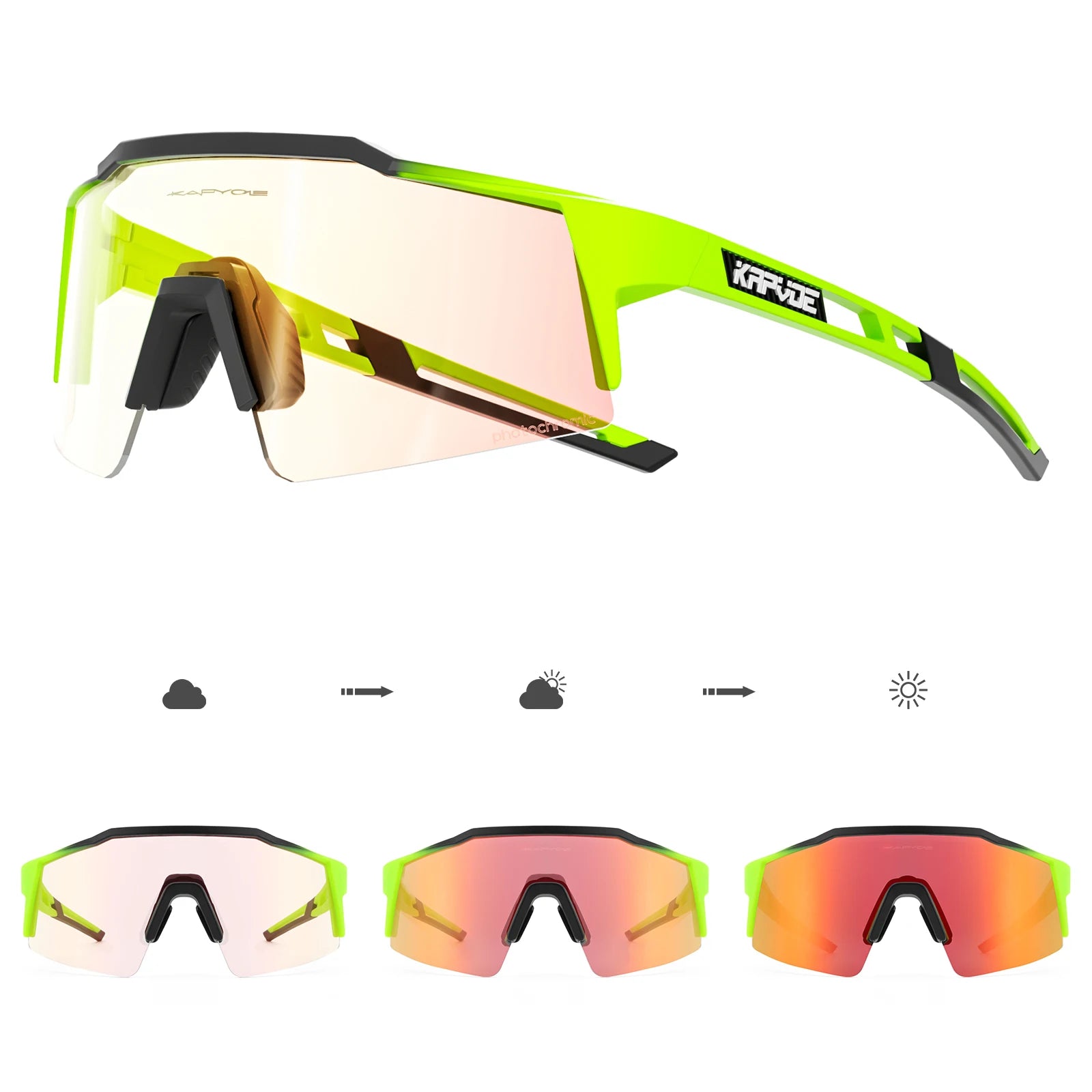 Kapvoe Photochromic Cycling Sunglasses – UV400 Sport Eyewear for Men & Women