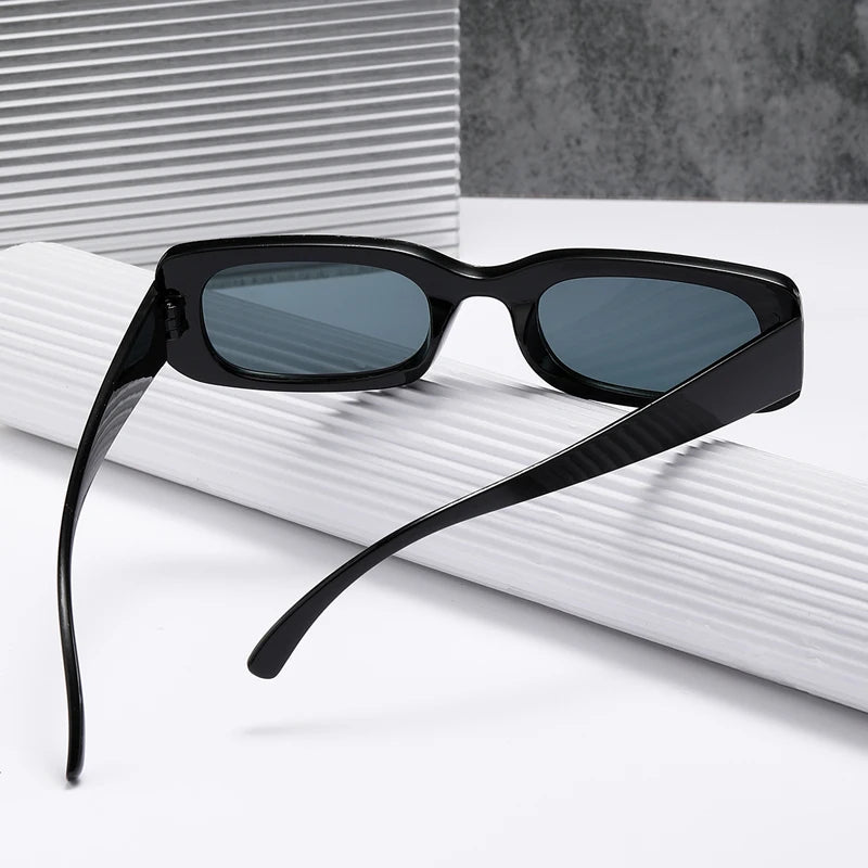 Black Square Sunglasses Rectangle Male Retro Black Lens Driving Fishing Oculos
